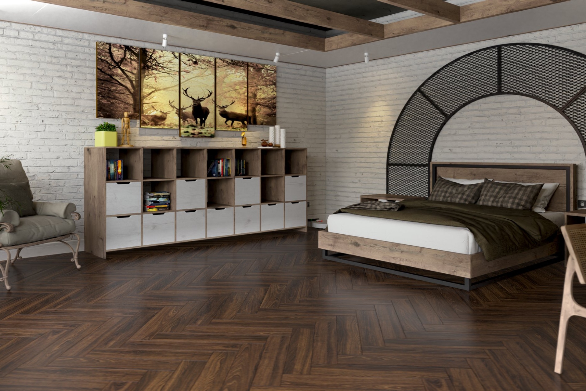 Инженерный паркет «Damy Floor» Каштановый (укладка елочкой) — купить в Твери