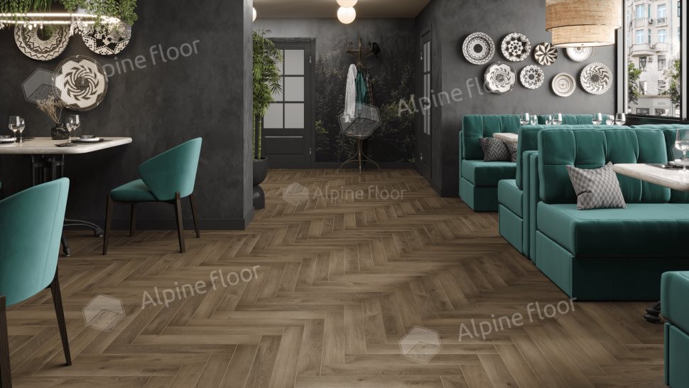 Ламинат "Alpine Floor" Herringbone 12 PRO Дуб Анжу (606*101*12 мм) — купить в Твери