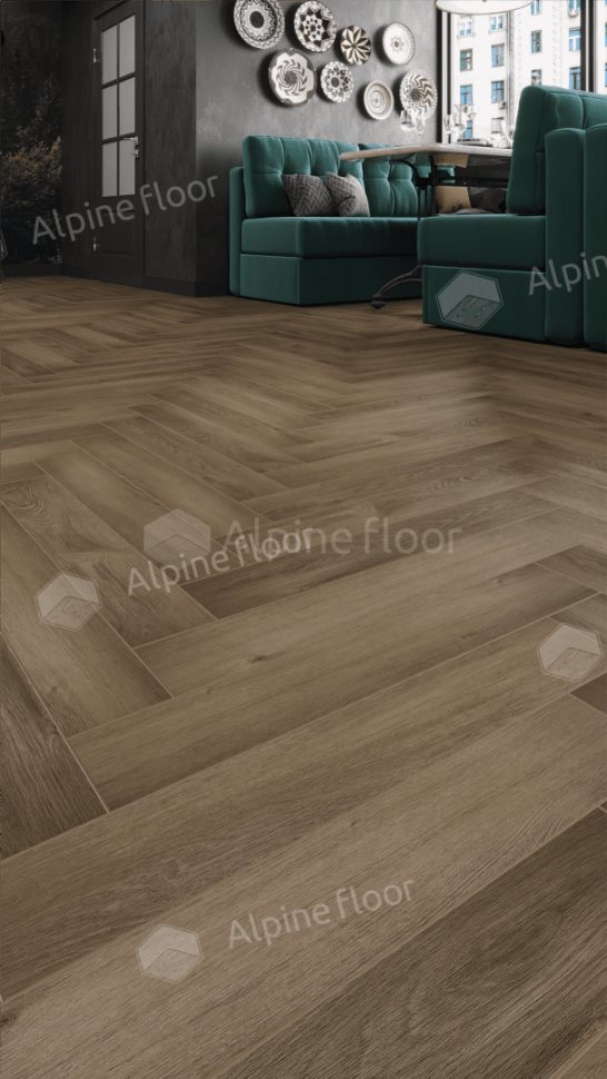 Ламинат "Alpine Floor" Herringbone 12 PRO Дуб Анжу (606*101*12 мм) — купить в Твери